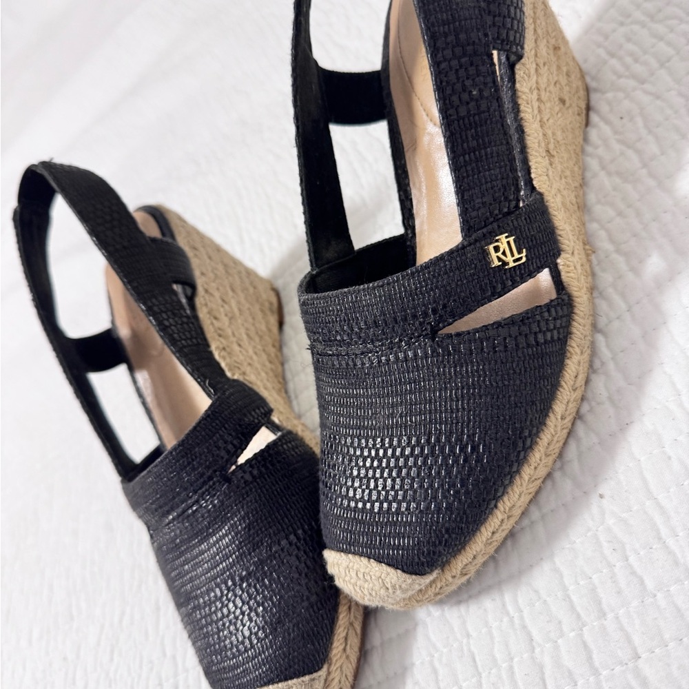 Lauren Ralph Lauren Black Textured Espadrilles